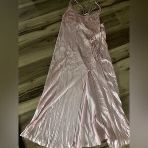 Flora pink satin nightgown large
